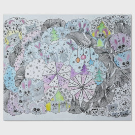 "Whimsical Winter Forest" Konstnärlig Handritad Pr Presentpapper
