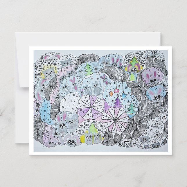  Whimsical Winter Forest Magical Creatures Magnetisk Inbjudningskort (Framsida)