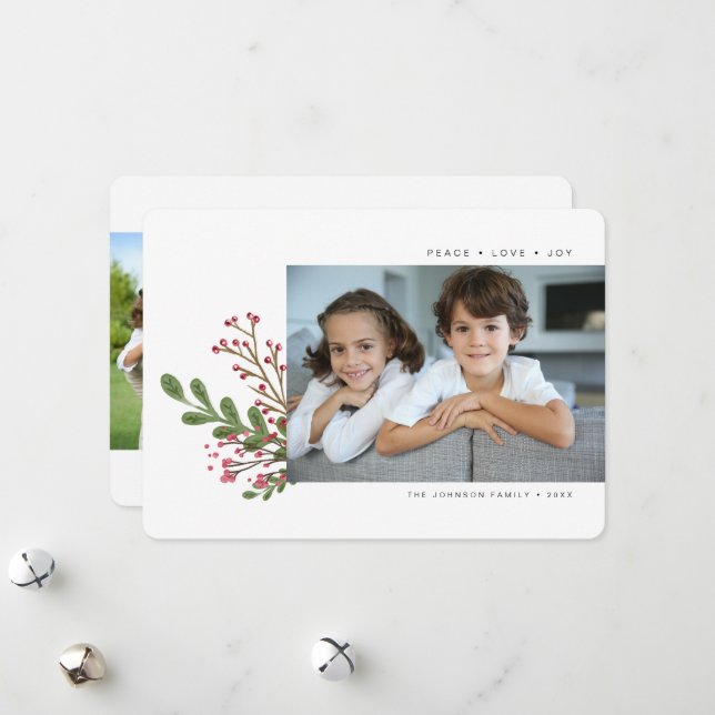 Whimsical Winter Greenery 2 Photo Julkort (Fram/Back In Situ)