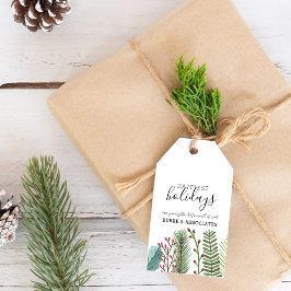 Whimsical Winter Greenery Foliage Personlig Presentetikett