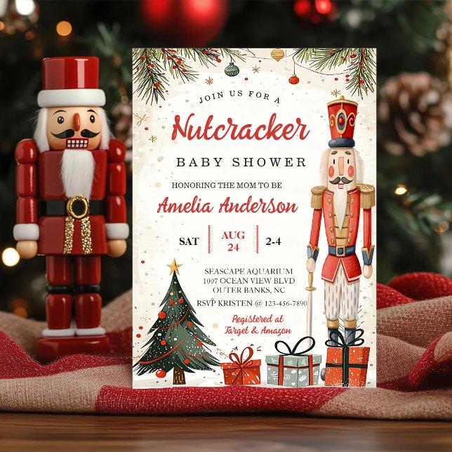 Whimsical Winter Nutcracker Christmas Baby Shower  Inbjudningar (Skapare uppladdad)