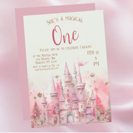 Whimsical Winter Princess Fairytale First Birthday Inbjudningar