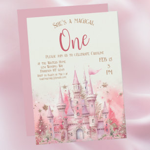 Whimsical Winter Princess Fairytale First Birthday Inbjudningar