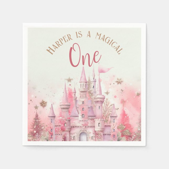 Whimsical Winter Princess Fairytale First Birthday Pappersservett (Framsidan)