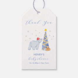 Whimsical Winter Santa Polar Bear Baby Shower  Presentetikett
