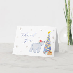 Whimsical Winter Santa Polar Bear Baby Shower Tack Kort