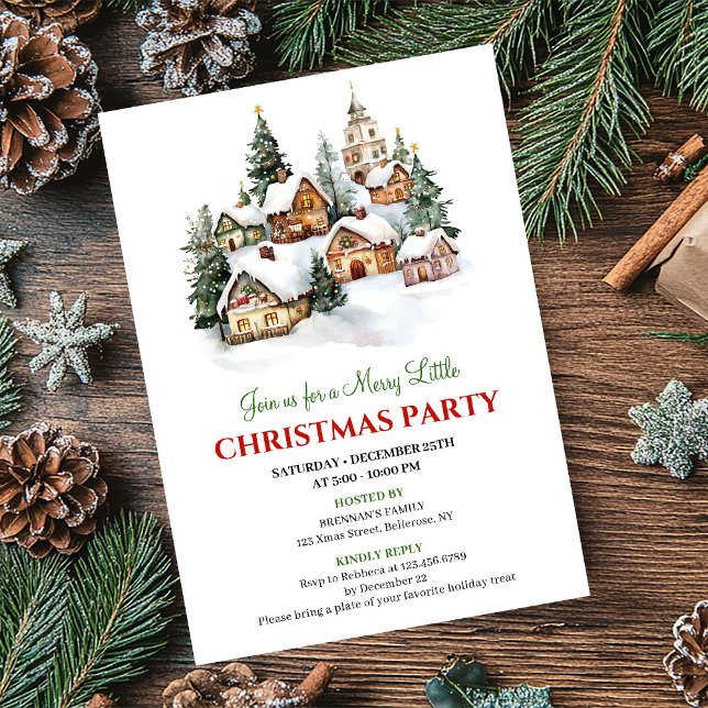 Whimsical winter scene Christmas party invite Inbjudningar (Whimsical winter scene Christmas party invite

)
