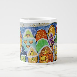 Whimsical Winter Village Folk Art Julpresent Jumbo Mugg