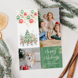 Whimsical Winter Village Glad helg 2 Photo Julkort