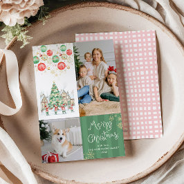 Whimsical Winter Village God jul 2 Photo Julkort