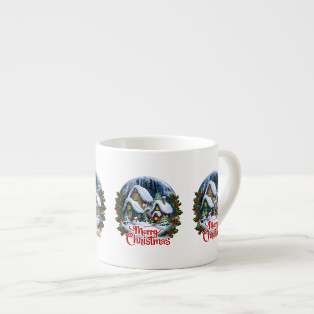 Whimsical Winter Village Snö Globe Espressomugg (Framsida höger)