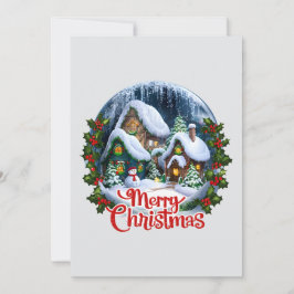 Whimsical Winter Village Snö Globe Julkort