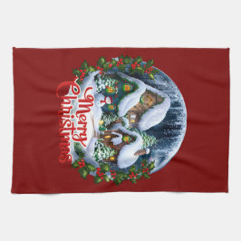 Whimsical Winter Village Snö Globe Kökshandduk