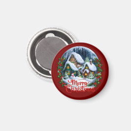 Whimsical Winter Village Snö Globe Magnet