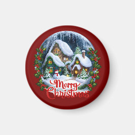 Whimsical Winter Village Snö Globe Magnet