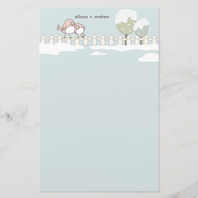 Whimsical Winter Wedding Tack Letterhead Brevpapper (Framsida)