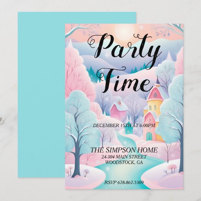 Whimsical Winter Wonderland-julinbjudan Inbjudningar (Fram/baksida)