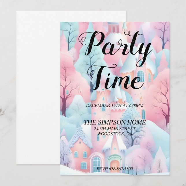 Whimsical Winter Wonderland-julinbjudan Inbjudningar (Fram/baksida)