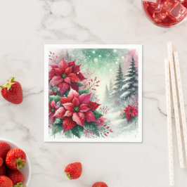 Whimsical Winter Wonderland Poinsettia Découpage Pappersservett