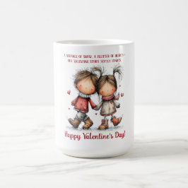 Whimsical Wintervalentinskillustration för barn Kaffemugg