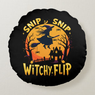 Whimsical Witch Halloween Design Design - Snip Sni Rund Kudde