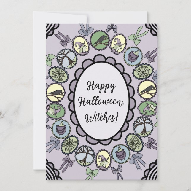 Whimsical Witch Halloween Inbjudningar (Framsida)