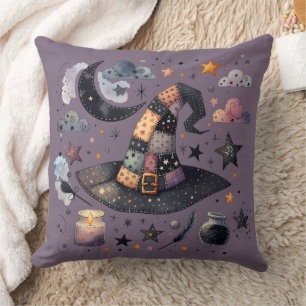Whimsical Witch Hat and Celestial Magic Kudde