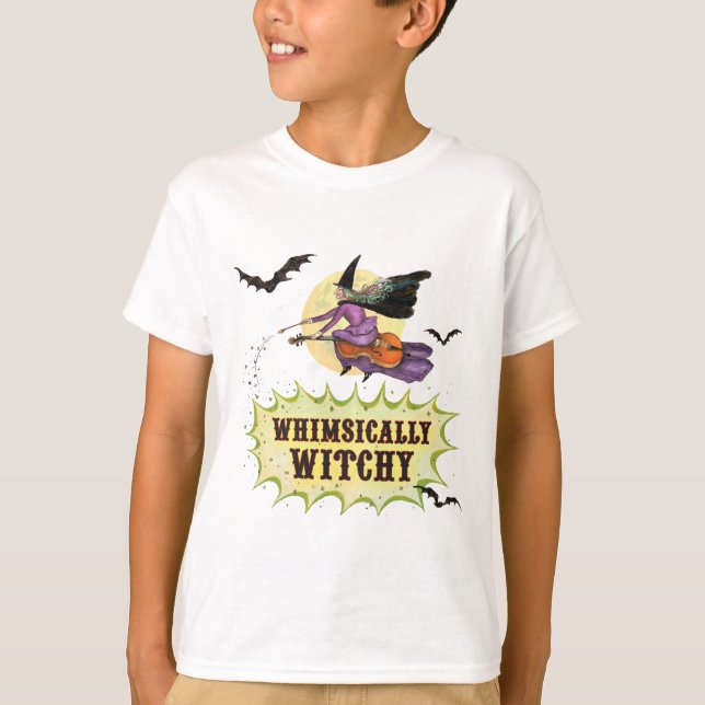 Whimsical Witchy Kids White T-Shirt (Framsida)