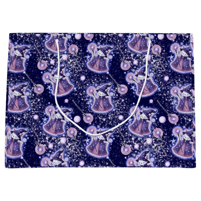 Whimsical Wizard Cat Gift Bag | Celestial Fantasy (Framsidan)