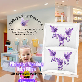 Whimsical Wonders ABC Fjärils Babykudde Prydnadskudde