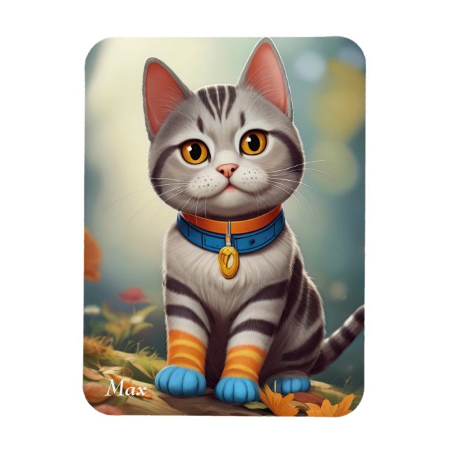 Whimsical Woodland America Shorthair Cat Magnet (Vertikal)