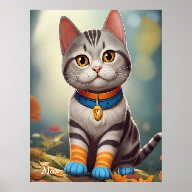 Whimsical Woodland America Shorthair Cat Poster (Framsidan)