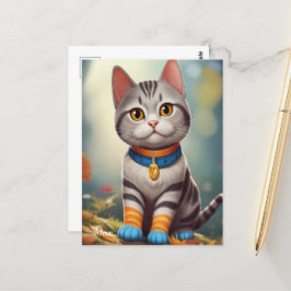 Whimsical Woodland America Shorthair Cat Vykort