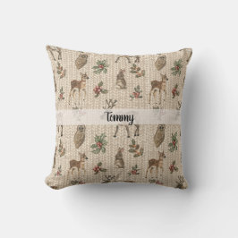 Whimsical Woodland Animals Custom Name  Kudde