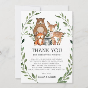 Whimsical Woodland Animals Greenery Baby Shower Tack Kort