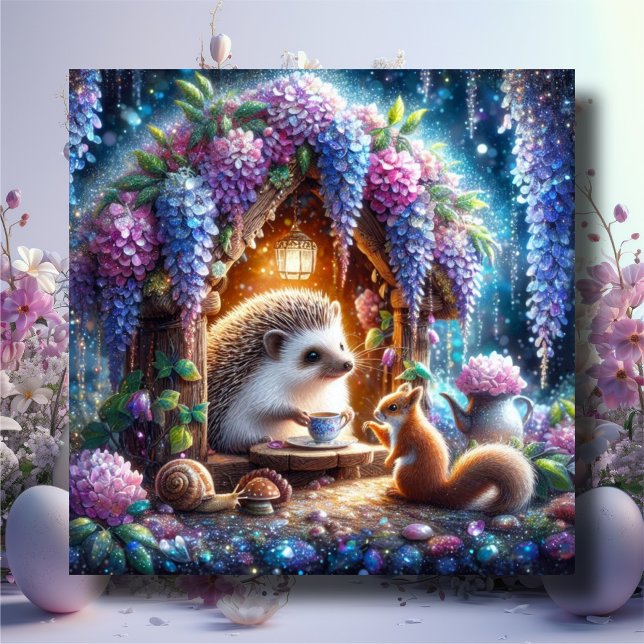 Whimsical Woodland Animals Tea Party Julkort (Skapare uppladdad)