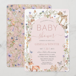 Whimsical Woodland Animals Wildflower Baby Shower  Inbjudningar