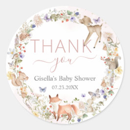 Whimsical Woodland Animals Wildflower Baby Shower  Runt Klistermärke