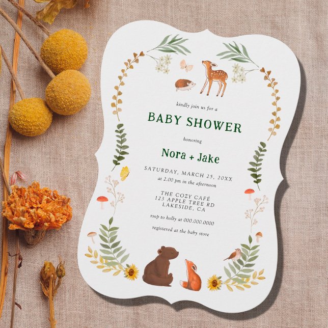 Whimsical Woodland Baby Shower-inbjudan Inbjudningar (Skapare uppladdad)