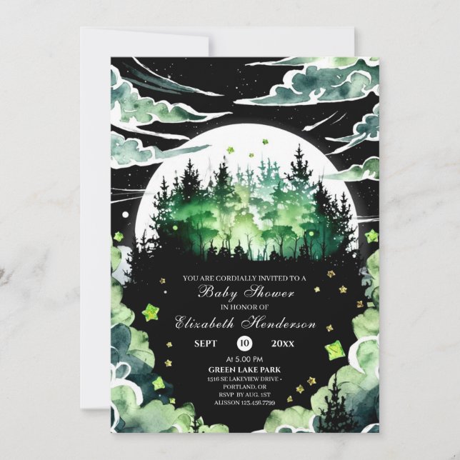 Whimsical Woodland Baby Shower Inbjudningar (Framsida)