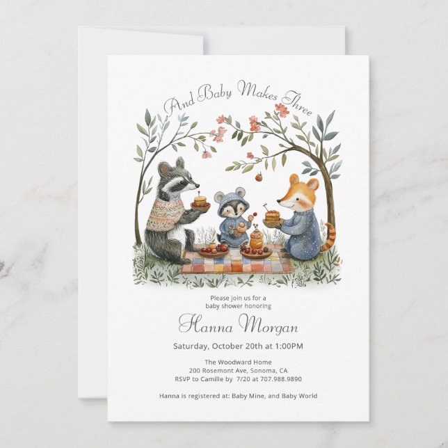 Whimsical Woodland Baby Shower Inbjudningar (Framsida)