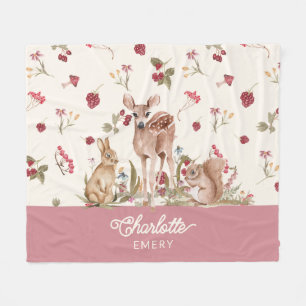 Whimsical Woodland Blanket Blommigt Baby Nursery Fleecefilt