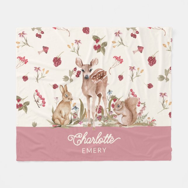 Whimsical Woodland Blanket Blommigt Baby Nursery Fleecefilt (Framsidan (Horisontell))