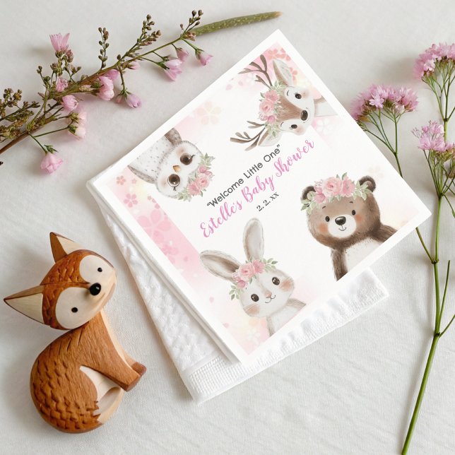 Whimsical Woodland Blommigt Boho Flicka Shower Pappersservett (Skapare uppladdad)