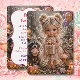 Whimsical Woodland Blond Fe Birthday Inbjudningar
