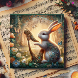 Whimsical Woodland Bunny Musical Påsk Julkort