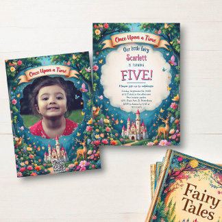 Whimsical Woodland Castle Fairytale Barn Birthday Inbjudningar