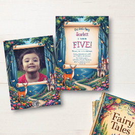 Whimsical Woodland Castle Fairytale Kid's Birthday Inbjudningar