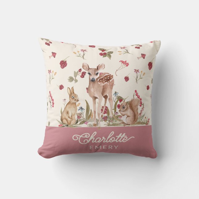 Whimsical Woodland Dekorativ kudde Baby Nursery (Framsida)