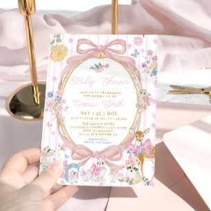Whimsical Woodland Djur Flicka Bebis Shower Inbjudningar